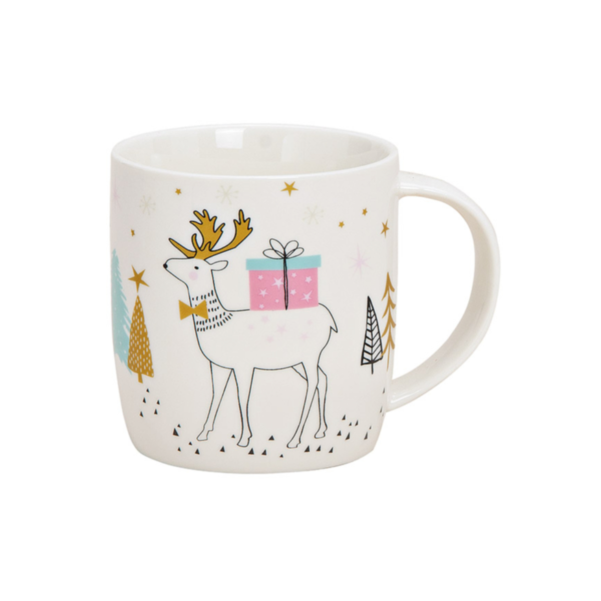 White Christmas Mug with Reindeer