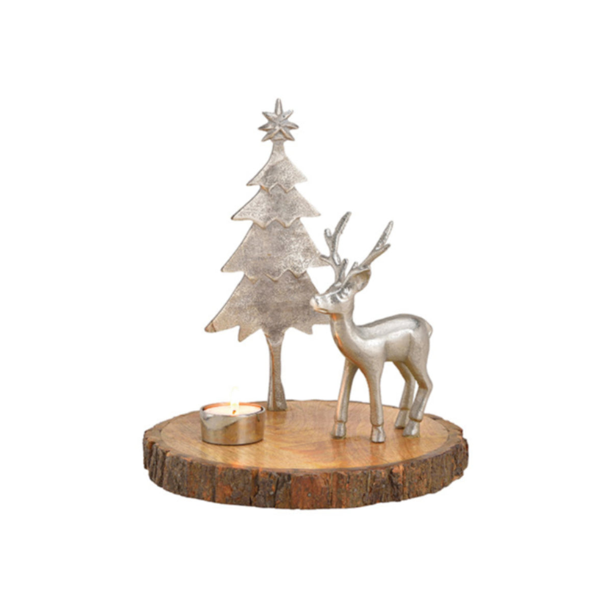 Centro de Mesa com Rena, Árvore e Suporte T-Light