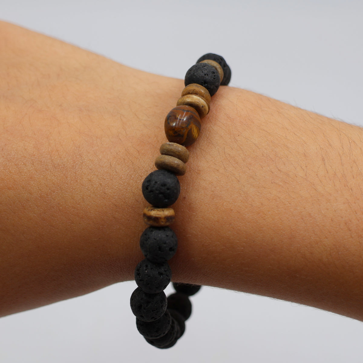 Pulseira Lava com Olho de Tigre Elástica