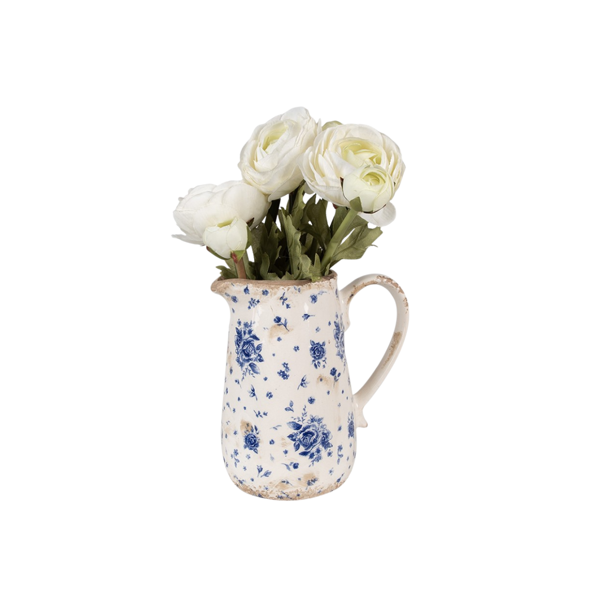 Jarra Cerâmica com Flores Azuis Clayre & Eef