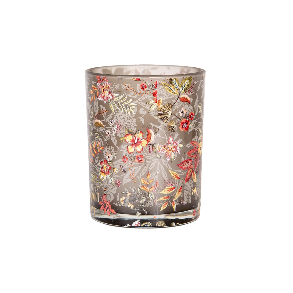 Porta-Vela Cinza com Flores Clayre & Eef