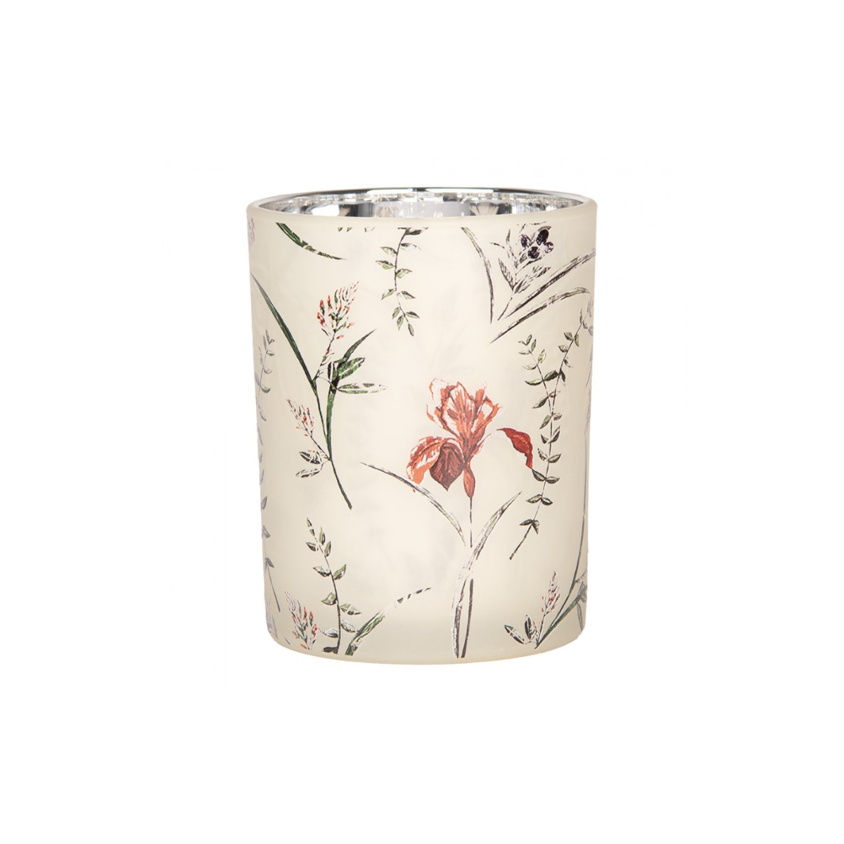 Porta-Vela Bege com Flores Clayre & Eef