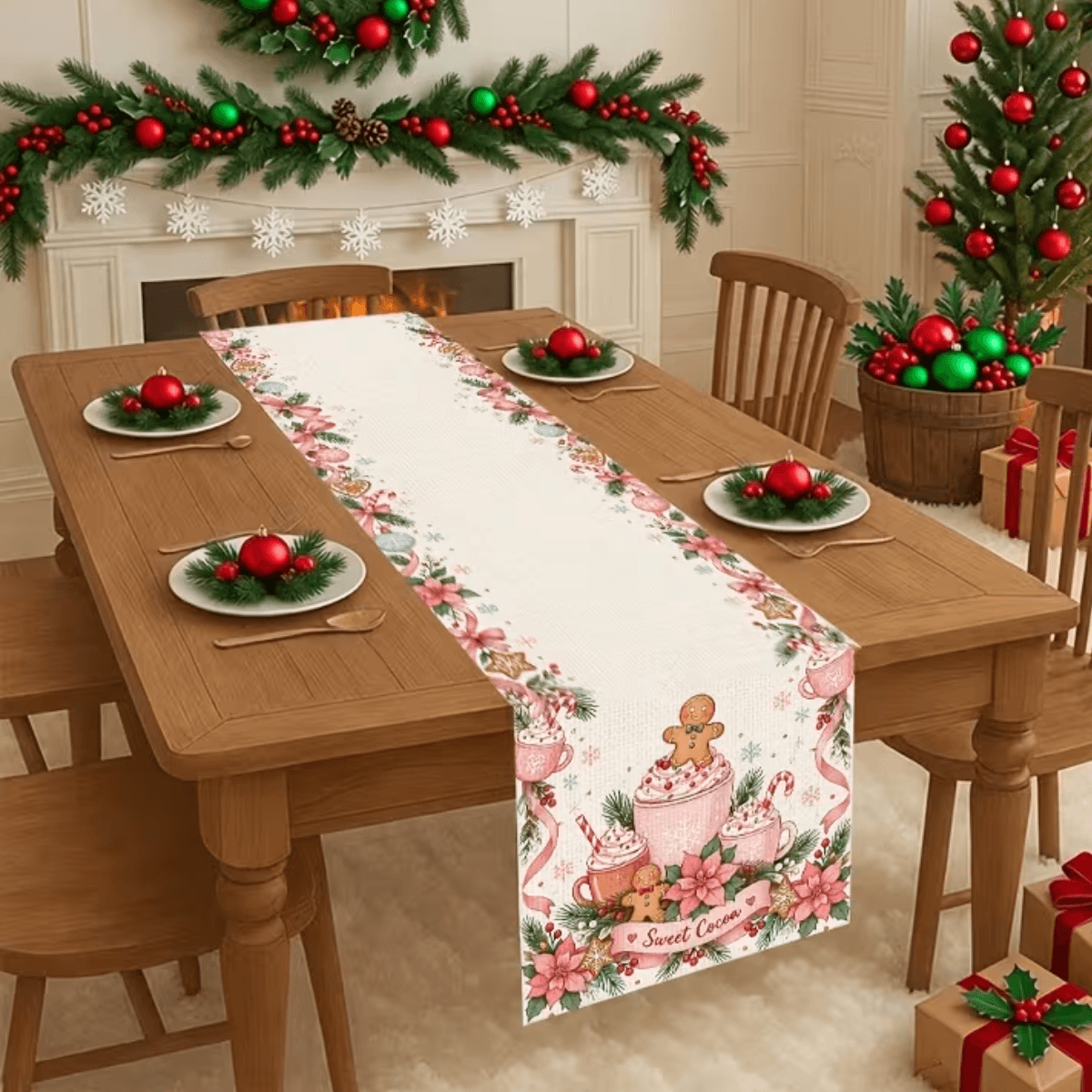Caminho de Mesa Natal Boneco de Gengibre