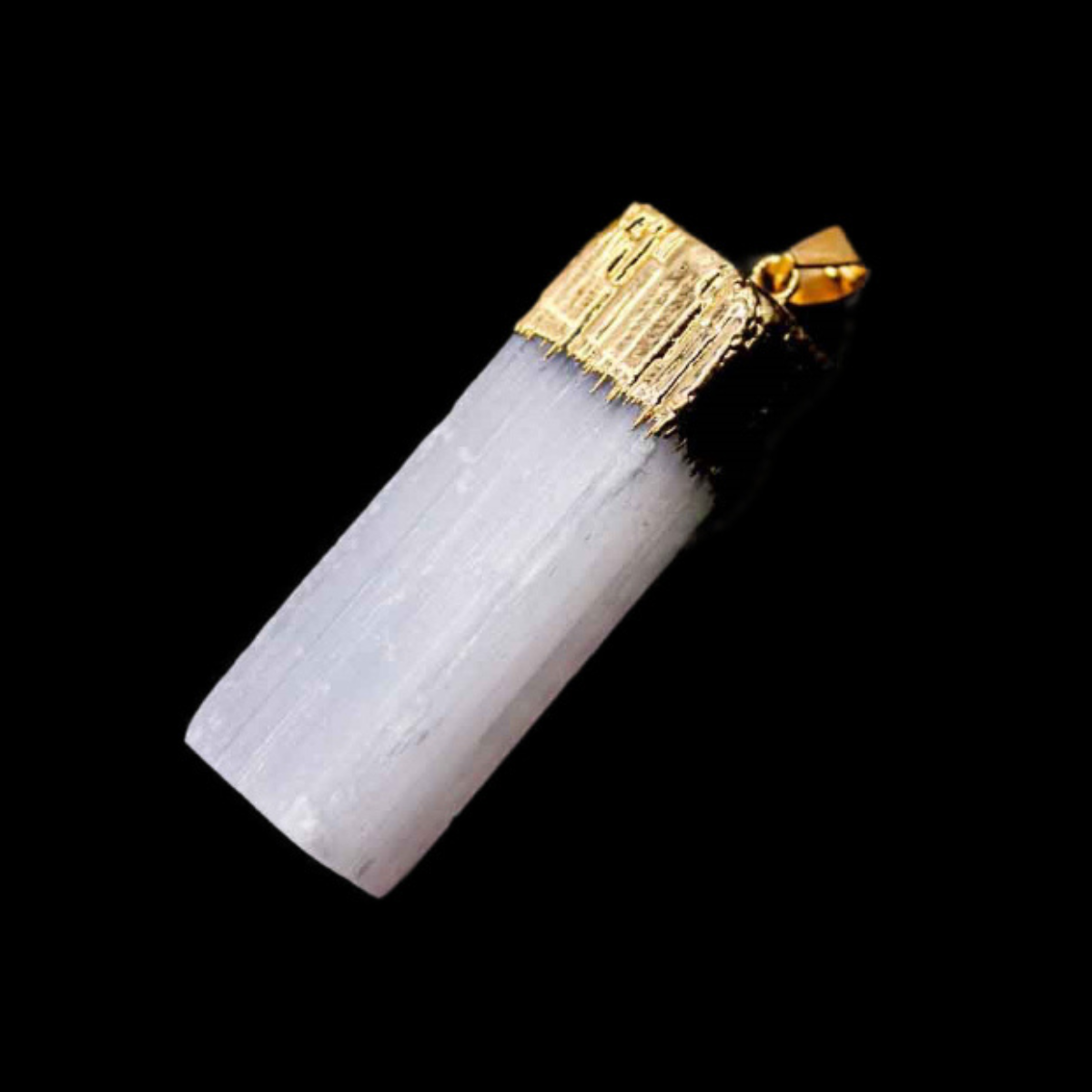 Selenite Rectangular Pendant 5cm
