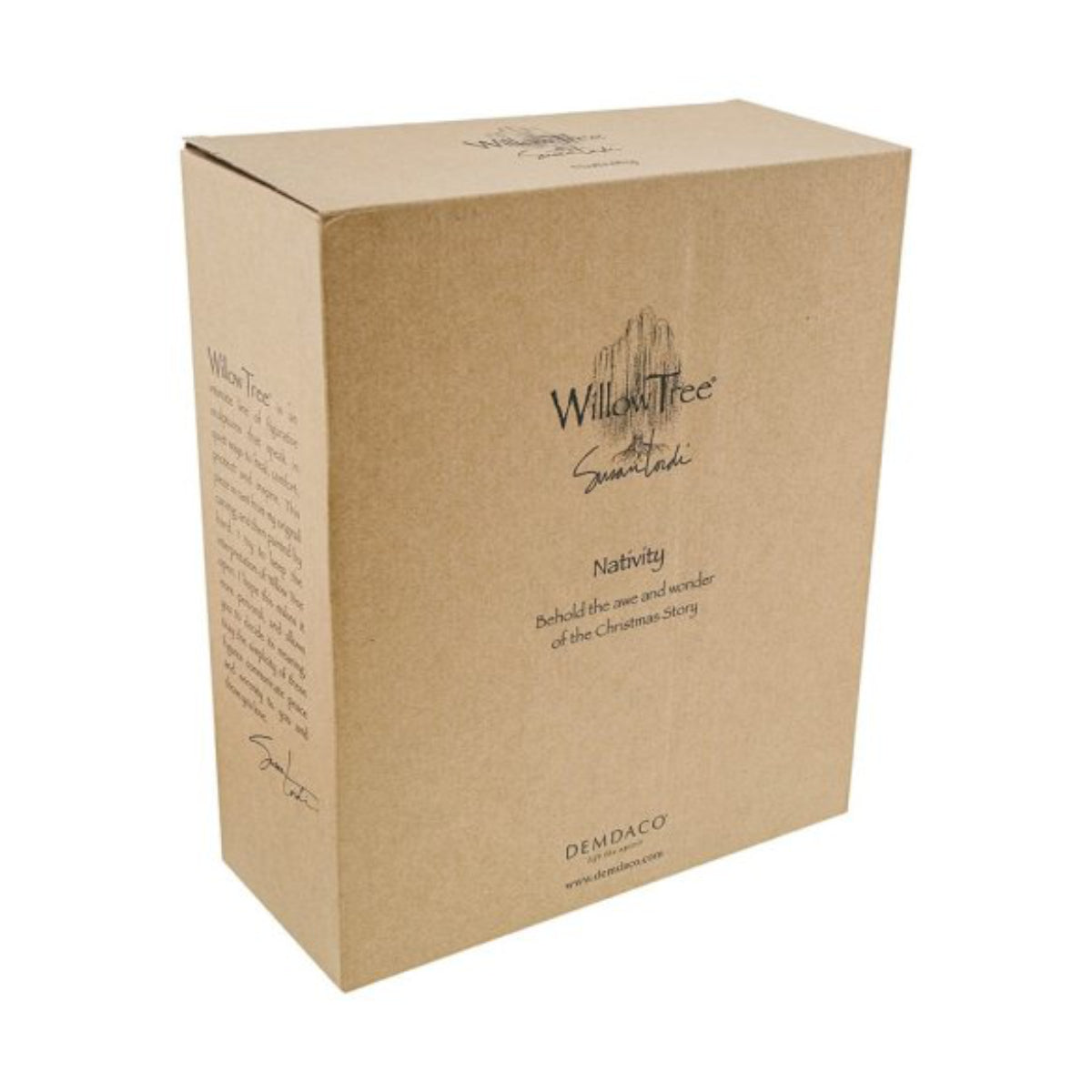 Willow Tree é uma linha íntima de estatuetas criada pela artista Susan Lordi representativas de: amor, proximidade, cura, coragem, esperança, família entre outras emoções que encontramos na vida. Envolvida numa caixa com a mensagem: 'Contemple a admiração e a maravilha da História de Natal'.