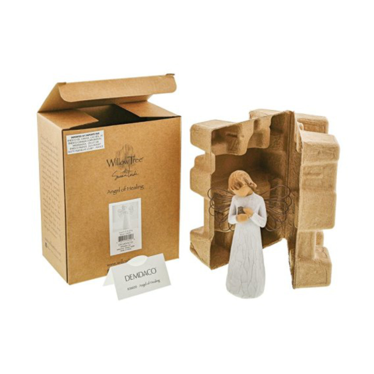 Willow Tree é uma linha íntima de estatuetas criada pela artista Susan Lordi representativas de: amor, proximidade, cura, coragem, esperança, família entre outras emoções que encontramos na vida. Envolvida numa caixa com a mensagem: 'Para aqueles que dão conforto com carinho e ternura'.