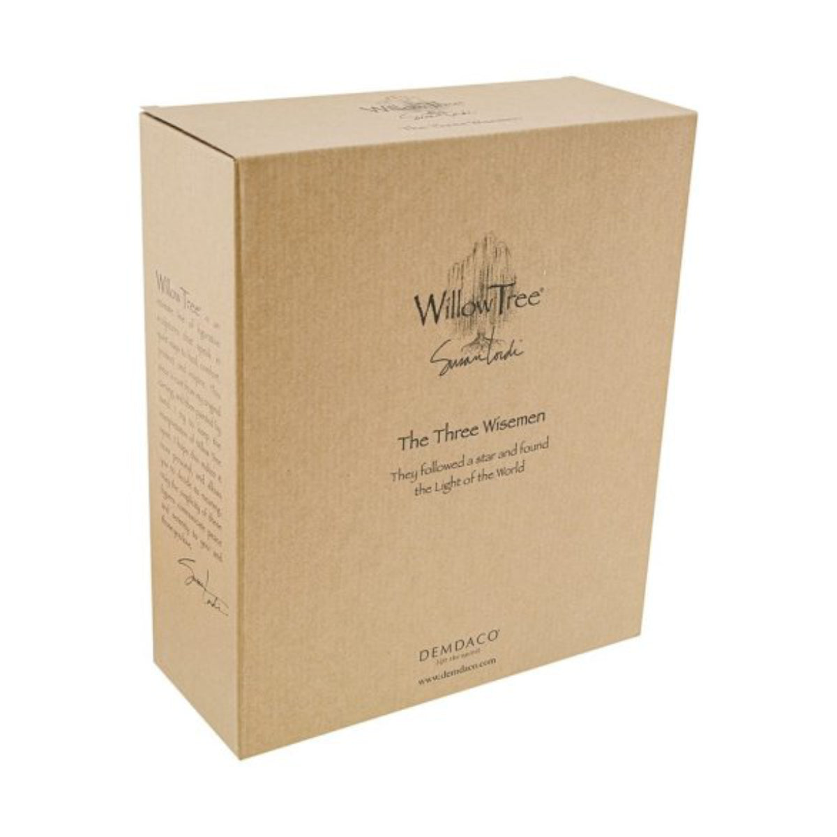 Willow Tree é uma linha íntima de estatuetas criada pela artista Susan Lordi representativas de: amor, proximidade, cura, coragem, esperança, família entre outras emoções que encontramos na vida. Envolvida numa caixa com a mensagem: 'Seguiram uma estrela e encontraram a Luz do mundo'.