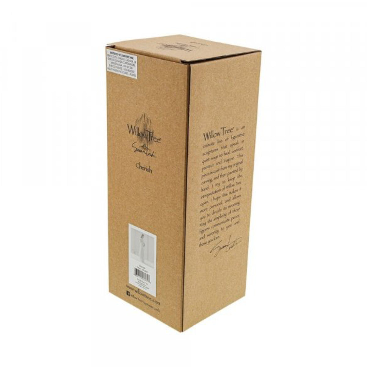 Willow Tree é uma linha íntima de estatuetas criada pela artista Susan Lordi representativas de: amor, proximidade, cura, coragem, esperança, família entre outras emoções que encontramos na vida. Envolvida numa caixa com a mensagem: 'Aguardar um milagre'.