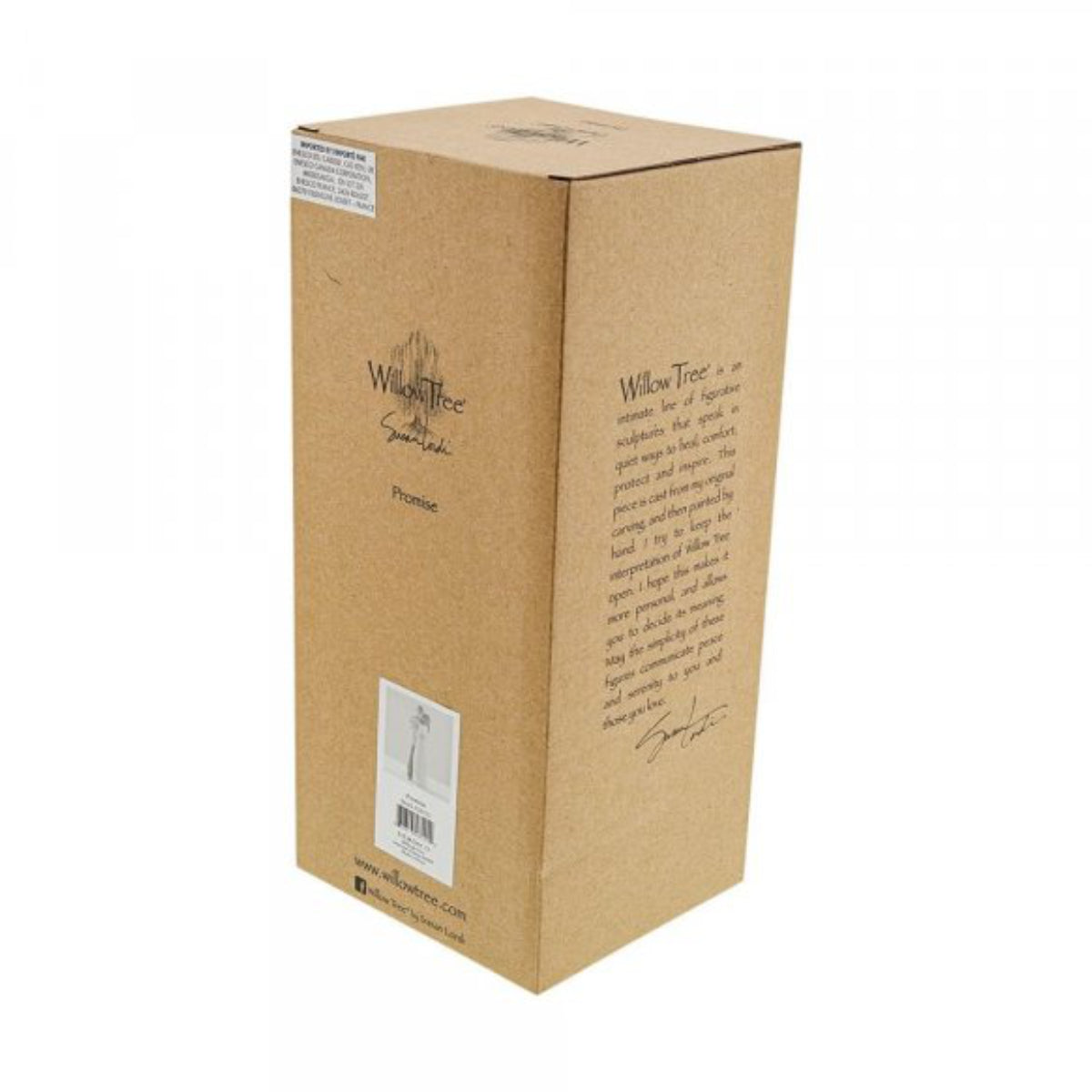 Willow Tree é uma linha íntima de estatuetas criada pela artista Susan Lordi representativas de: amor, proximidade, cura, coragem, esperança, família entre outras emoções que encontramos na vida. Envolvida numa caixa com a mensagem: 'Segure a promessa de amor'.