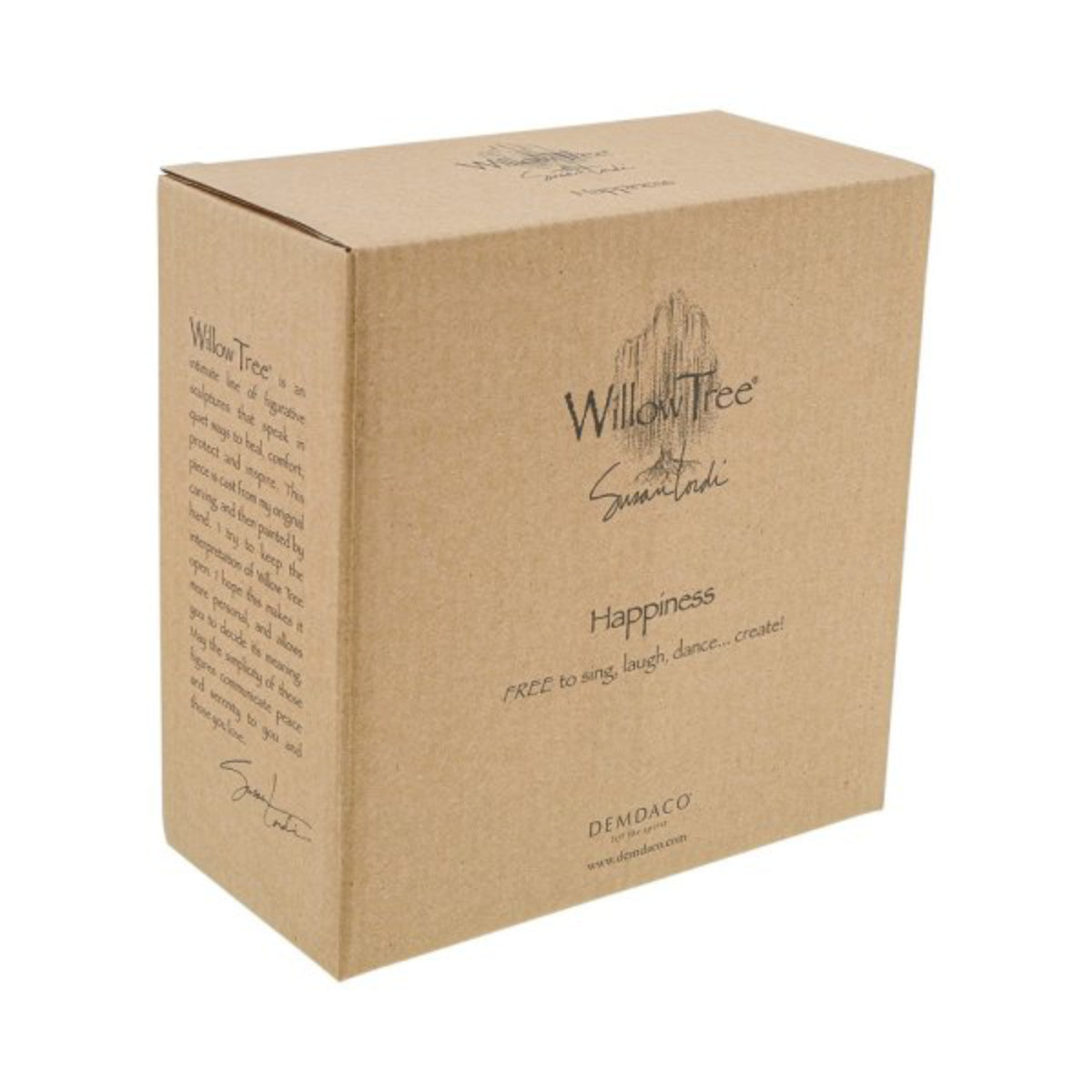 Willow Tree é uma linha íntima de estatuetas criada pela artista Susan Lordi representativas de: amor, proximidade, cura, coragem, esperança, família entre outras emoções que encontramos na vida. Envolvida numa caixa com a mensagem: 'Livre para cantar, rir, dançar...criar!'.