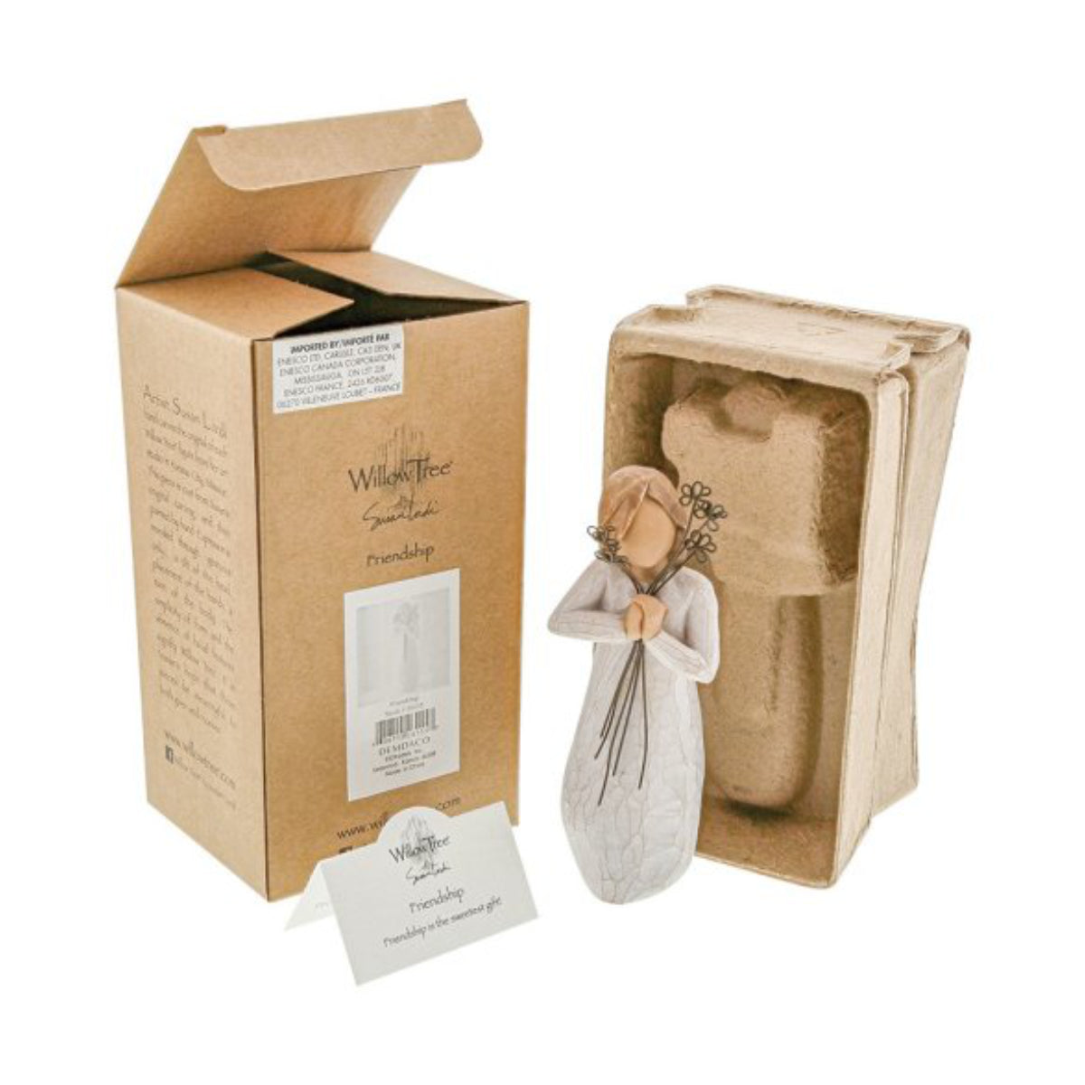 Willow Tree é uma linha íntima de estatuetas criada pela artista Susan Lordi representativas de: amor, proximidade, cura, coragem, esperança, família entre outras emoções que encontramos na vida. Envolvida numa caixa com a mensagem: 'Amizade é o presente mais querido'.