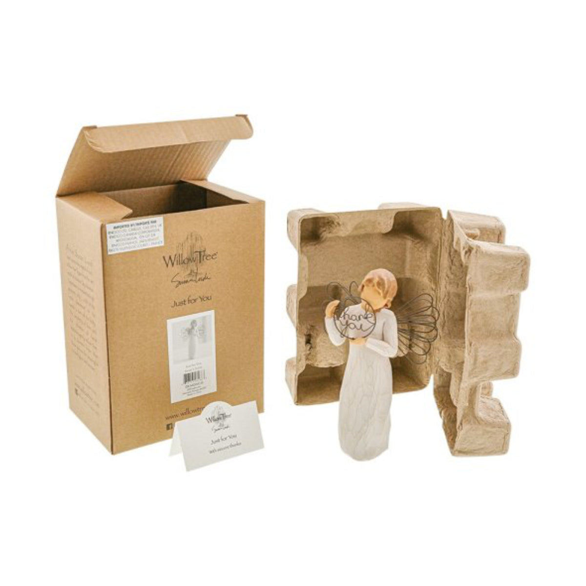 Willow Tree é uma linha íntima de estatuetas criada pela artista Susan Lordi representativas de: amor, proximidade, cura, coragem, esperança, família entre outras emoções que encontramos na vida. Envolvida numa caixa com a mensagem: 'Com um sincero obrigado'.