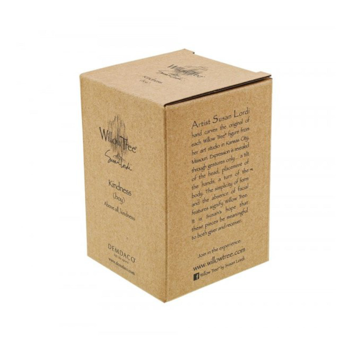 Willow Tree é uma linha íntima de estatuetas criada pela artista Susan Lordi representativas de: amor, proximidade, cura, coragem, esperança, família entre outras emoções que encontramos na vida. Envolvida numa caixa com a mensagem: 'Acima de tudo, bondade'.