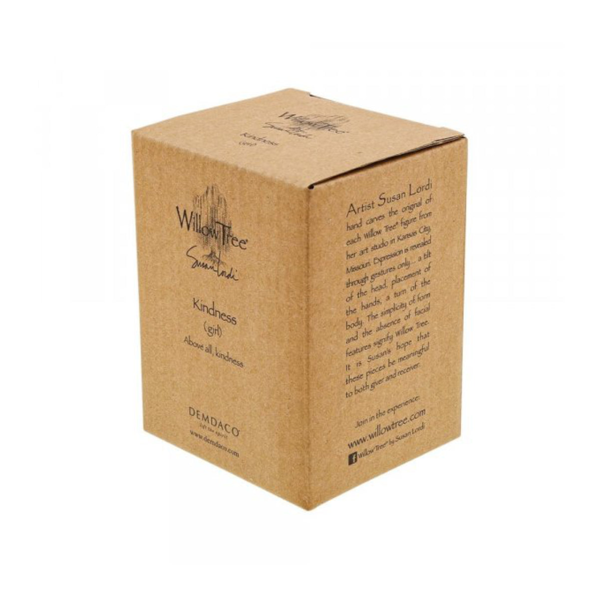 Willow Tree é uma linha íntima de estatuetas criada pela artista Susan Lordi representativas de: amor, proximidade, cura, coragem, esperança, família entre outras emoções que encontramos na vida. Envolvida numa caixa com a mensagem: 'Acima de tudo, bondade'.