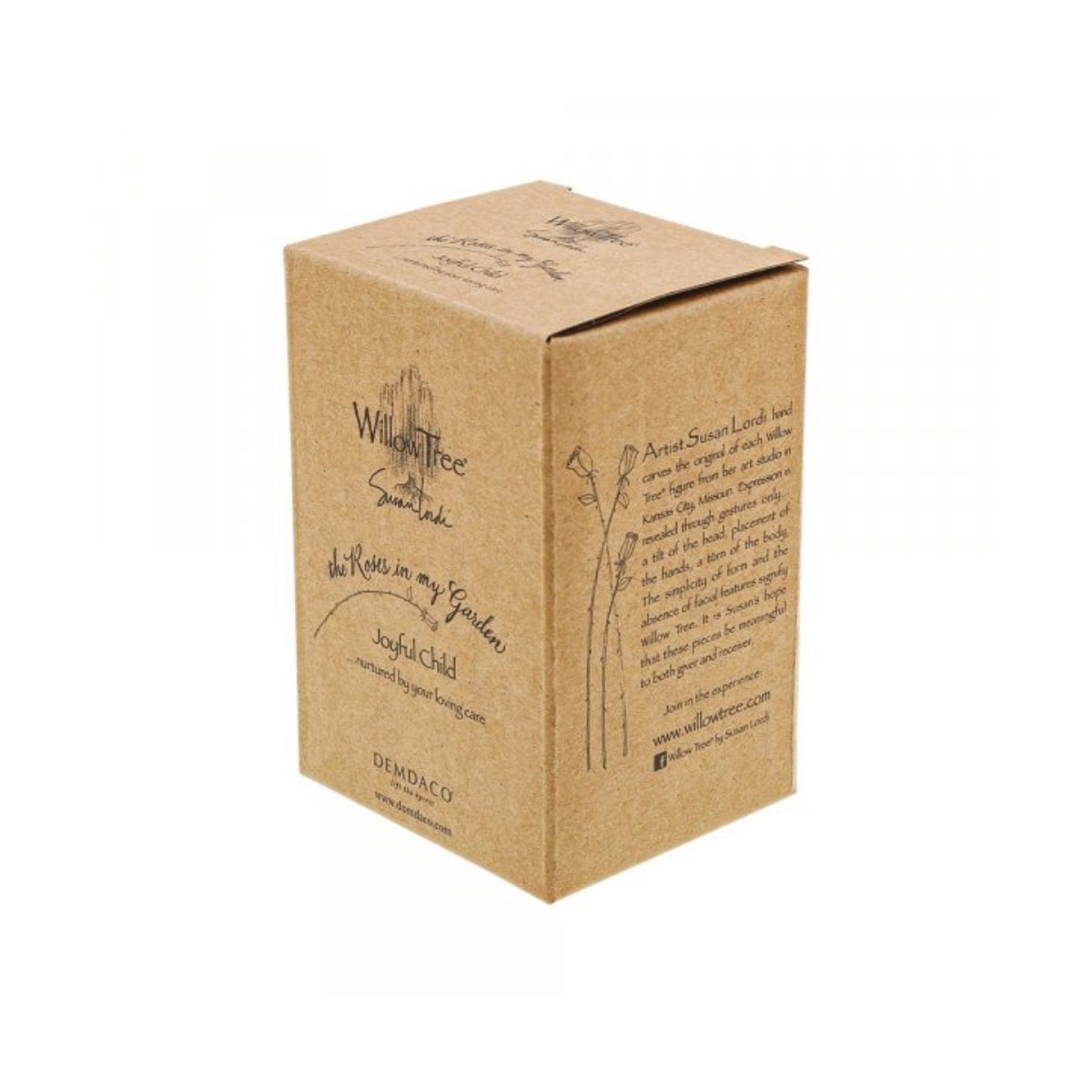 Willow Tree é uma linha íntima de estatuetas criada pela artista Susan Lordi representativas de: amor, proximidade, cura, coragem, esperança, família entre outras emoções que encontramos na vida. Envolvida numa caixa com a mensagem: '...nutrido pelo seu carinho'.