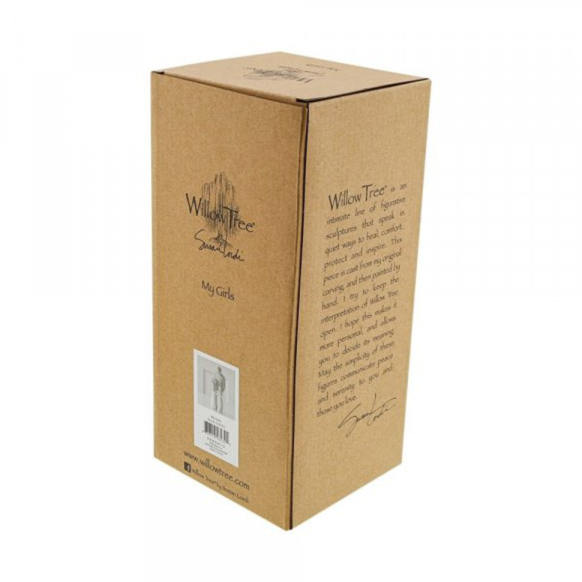 Willow Tree é uma linha íntima de estatuetas criada pela artista Susan Lordi representativas de: amor, proximidade, cura, coragem, esperança, família entre outras emoções que encontramos na vida. Envolvida numa caixa com a mensagem: 'A olhar para ti, eu vejo deslumbramento, alegria e força'.