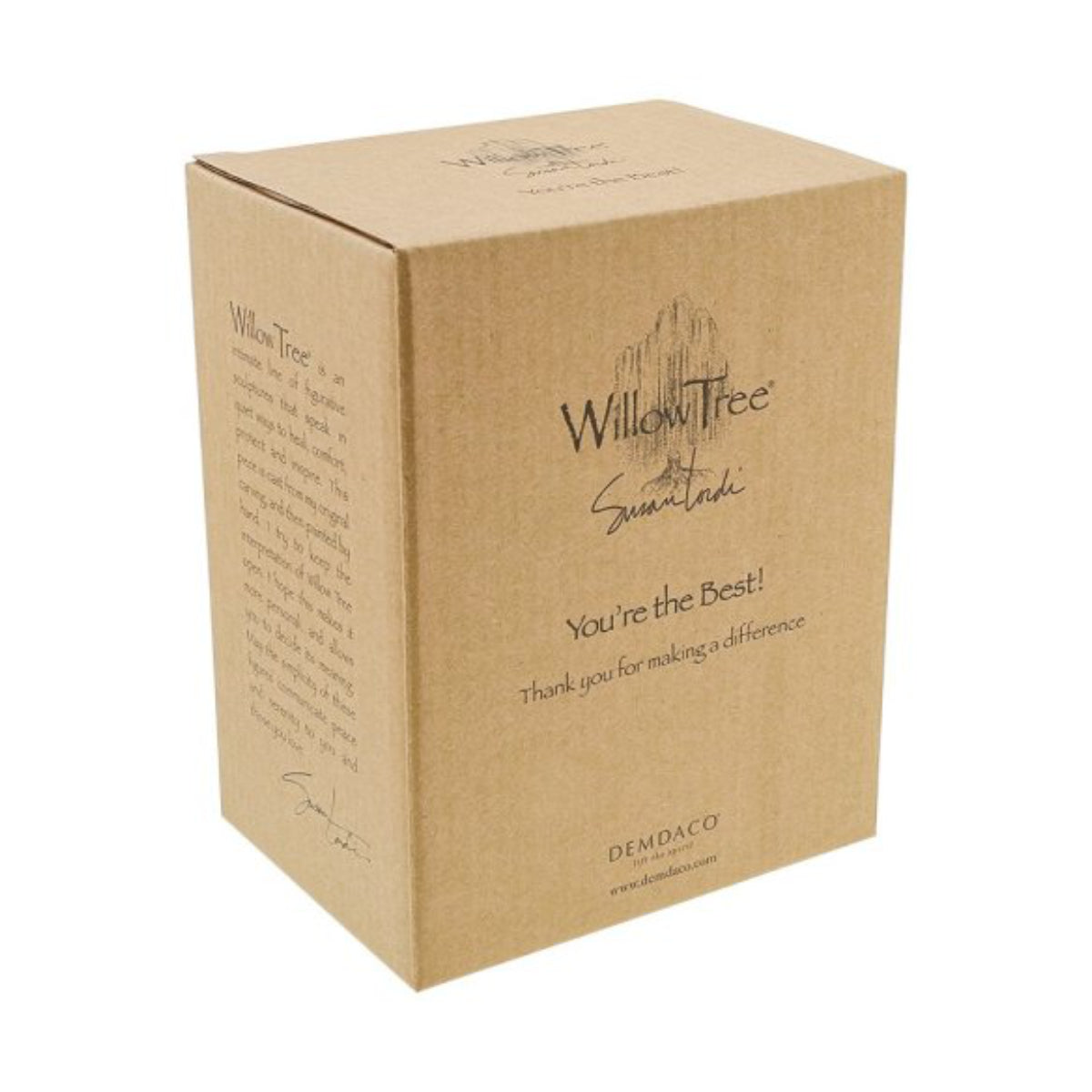 Willow Tree é uma linha íntima de estatuetas criada pela artista Susan Lordi representativas de: amor, proximidade, cura, coragem, esperança, família entre outras emoções que encontramos na vida. Envolvida numa caixa com a mensagem: 'Obrigado por fazeres a diferença'.