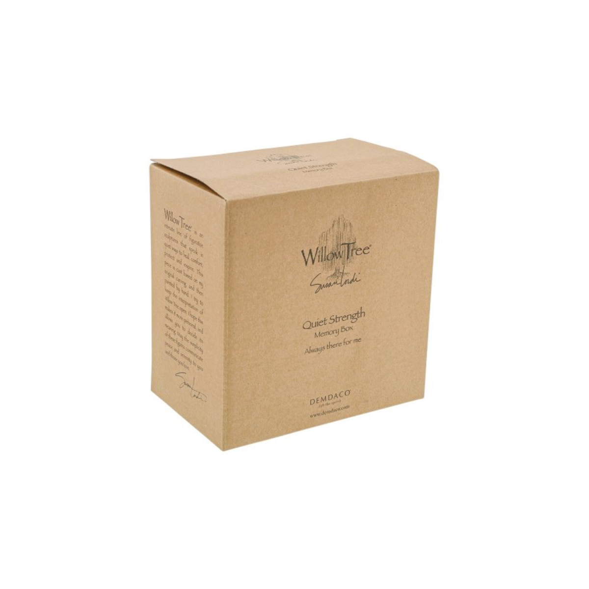 Willow Tree é uma linha íntima de estatuetas criada pela artista Susan Lordi representativas de: amor, proximidade, cura, coragem, esperança, família entre outras emoções que encontramos na vida. Caixa decorativa ideal para guardar um objetivo sentimental ou uma prenda querida como um relógio, colar, entre outros. Envolvida numa caixa com a mensagem: 'Sempre lá para mim'.