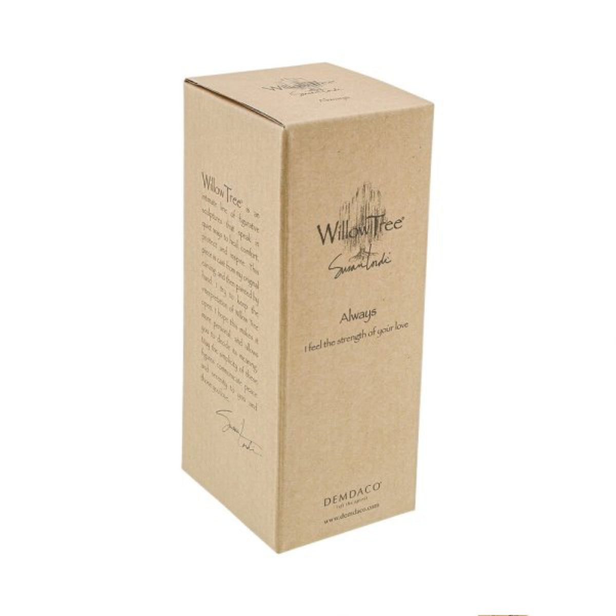 Willow Tree é uma linha íntima de estatuetas criada pela artista Susan Lordi representativas de: amor, proximidade, cura, coragem, esperança, família entre outras emoções que encontramos na vida. Envolvida numa caixa com a mensagem: 'Sinto a força do teu amor'.
