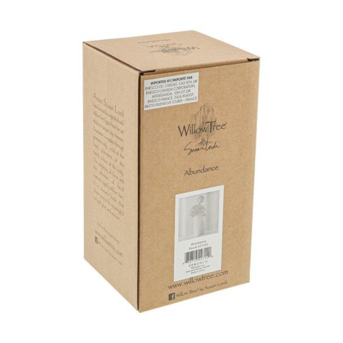 Willow Tree é uma linha íntima de estatuetas criada pela artista Susan Lordi representativas de: amor, proximidade, cura, coragem, esperança, família entre outras emoções que encontramos na vida. Envolvida numa caixa com a mensagem: 'Tanto amor'.