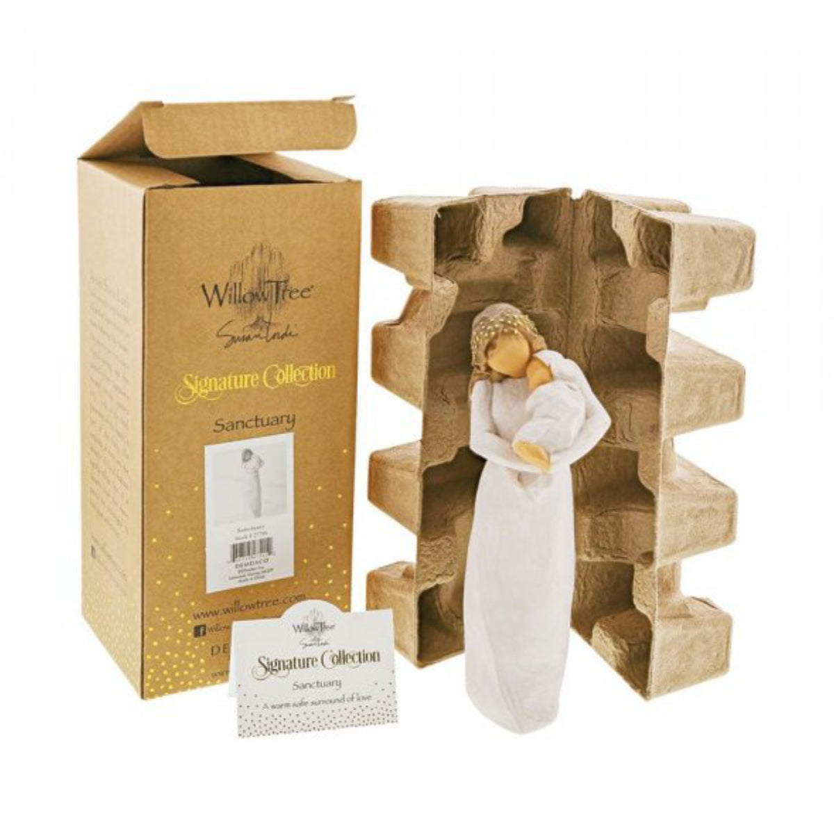 Willow Tree é uma linha íntima de estatuetas criada pela artista Susan Lordi representativas de: amor, proximidade, cura, coragem, esperança, família entre outras emoções que encontramos na vida. Envolvida numa caixa com a mensagem: 'Um ambiente quente e seguro de amor'.