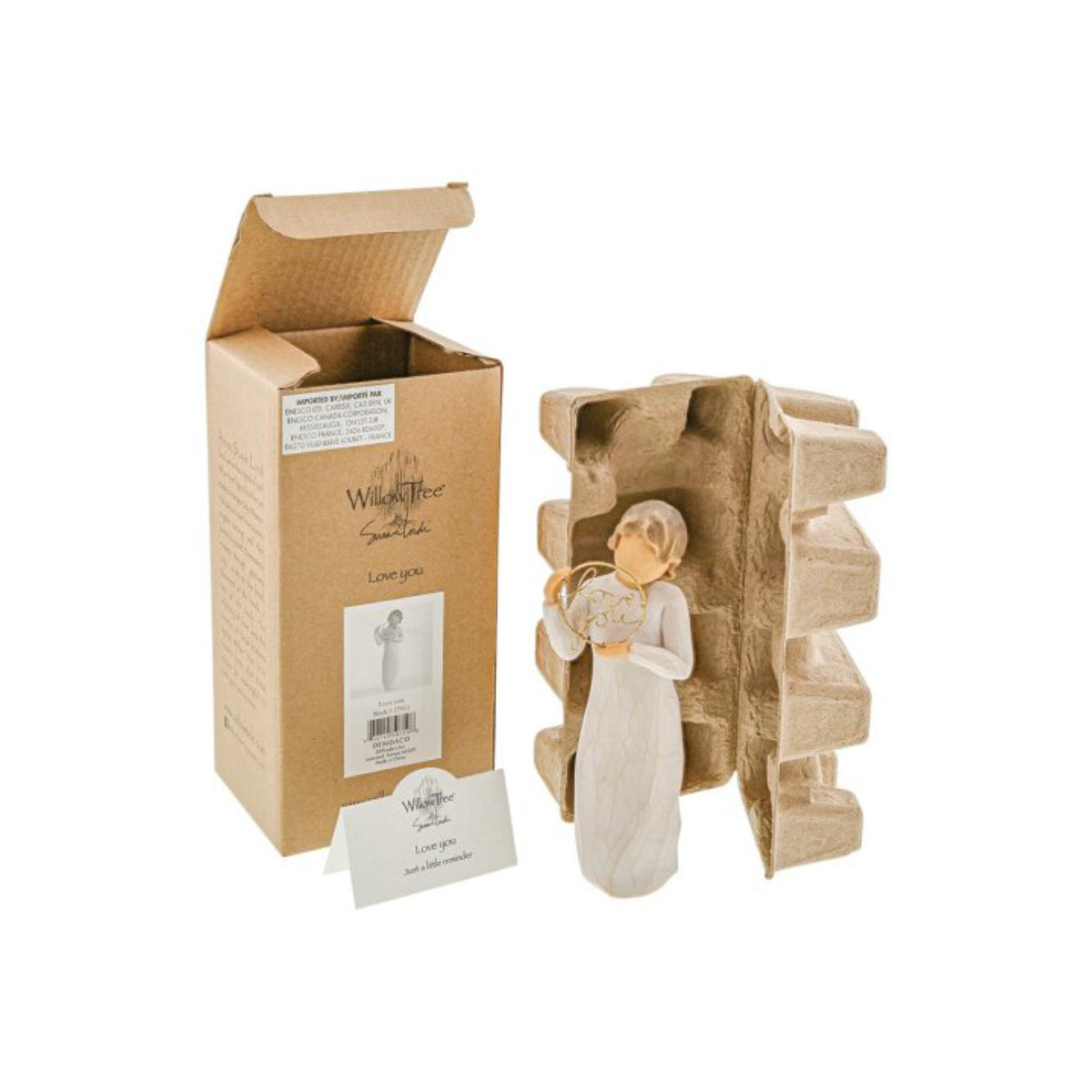 Willow Tree é uma linha íntima de estatuetas criada pela artista Susan Lordi representativas de: amor, proximidade, cura, coragem, esperança, família entre outras emoções que encontramos na vida. Envolvida numa caixa com a mensagem: 'Apenas um pequeno lembrete...'.