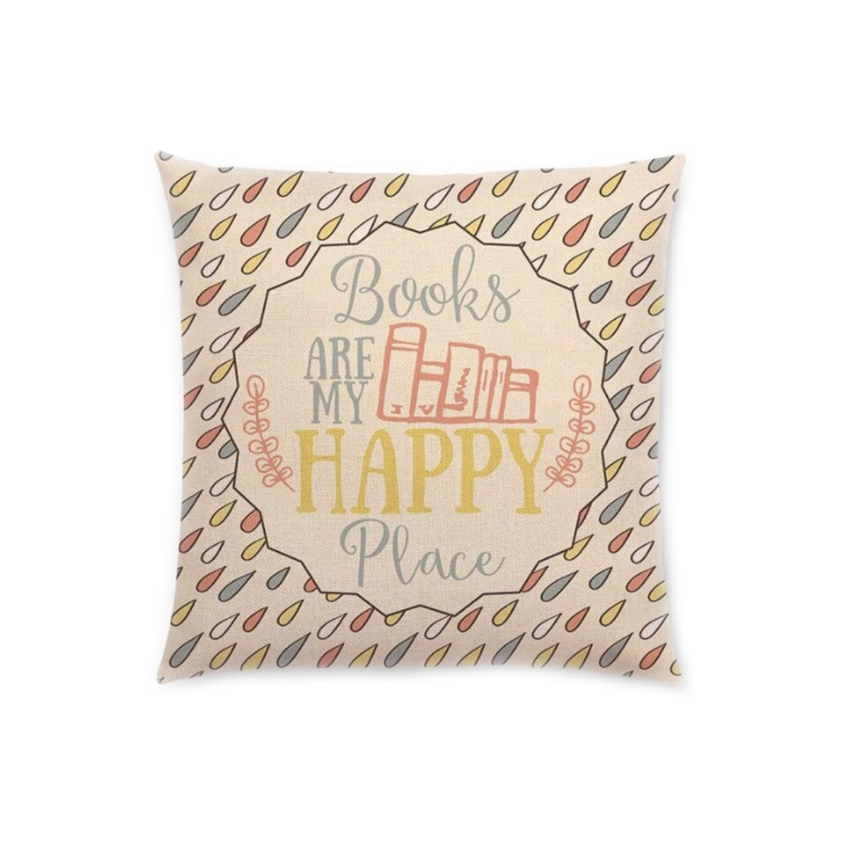 Almofada Frase "Books are my Happy Place"