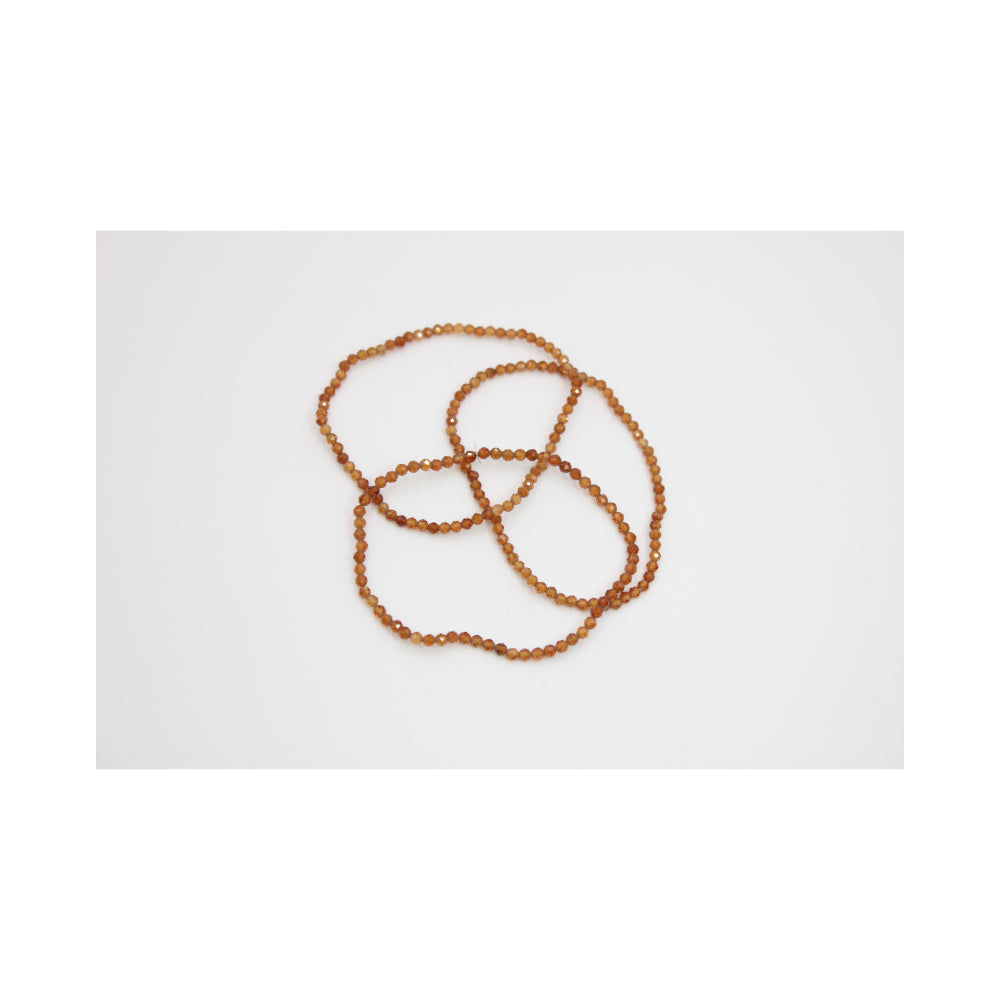 Pulseira de Hessonite Bola Facetada 2mm