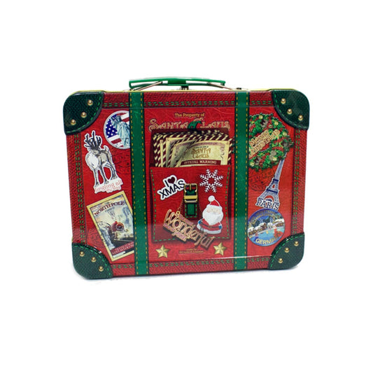 suitcase christmas tin