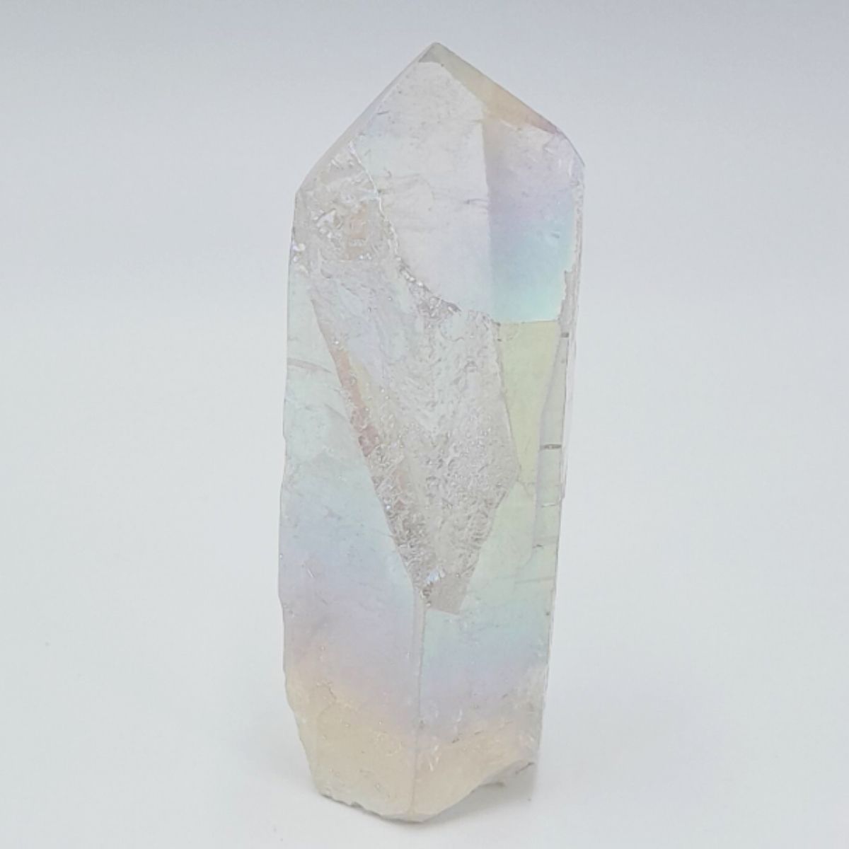 Piedra/Mineral Point Cuarzo White Aura y Rainbow Titanium