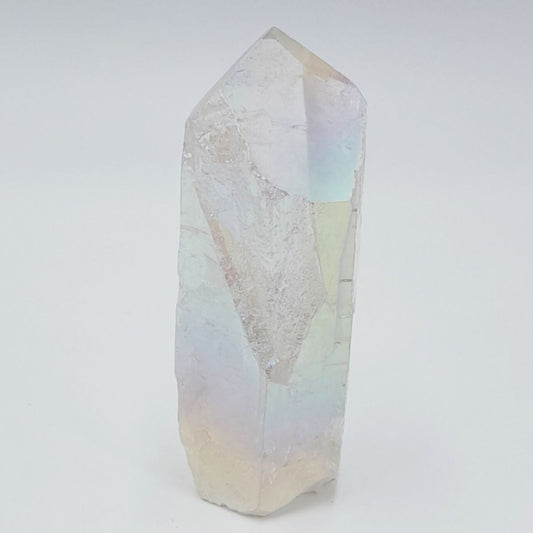 Piedra/Mineral Point Cuarzo White Aura y Rainbow Titanium