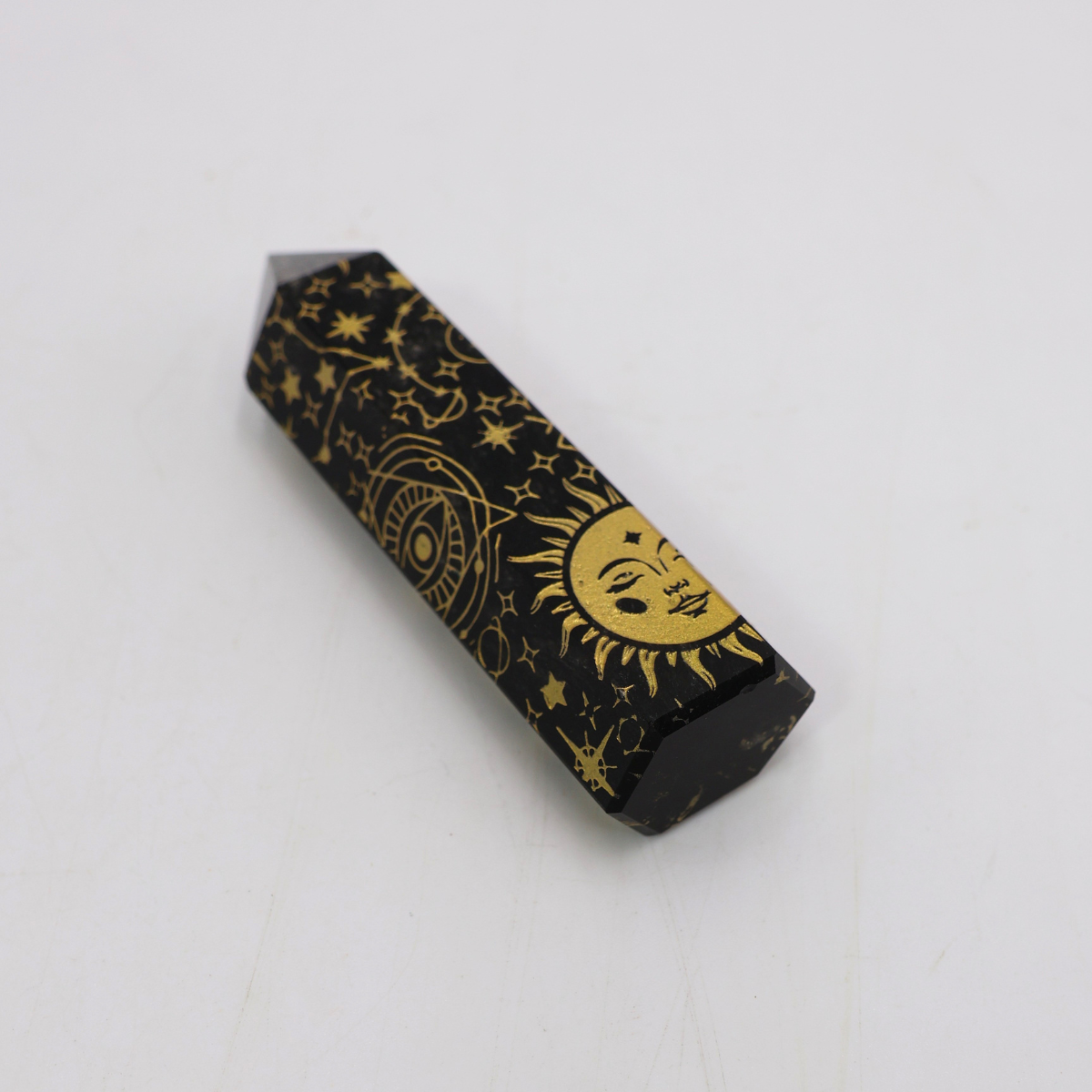 Pedra Mineral Ponta Obsidiana Mistica Dourada