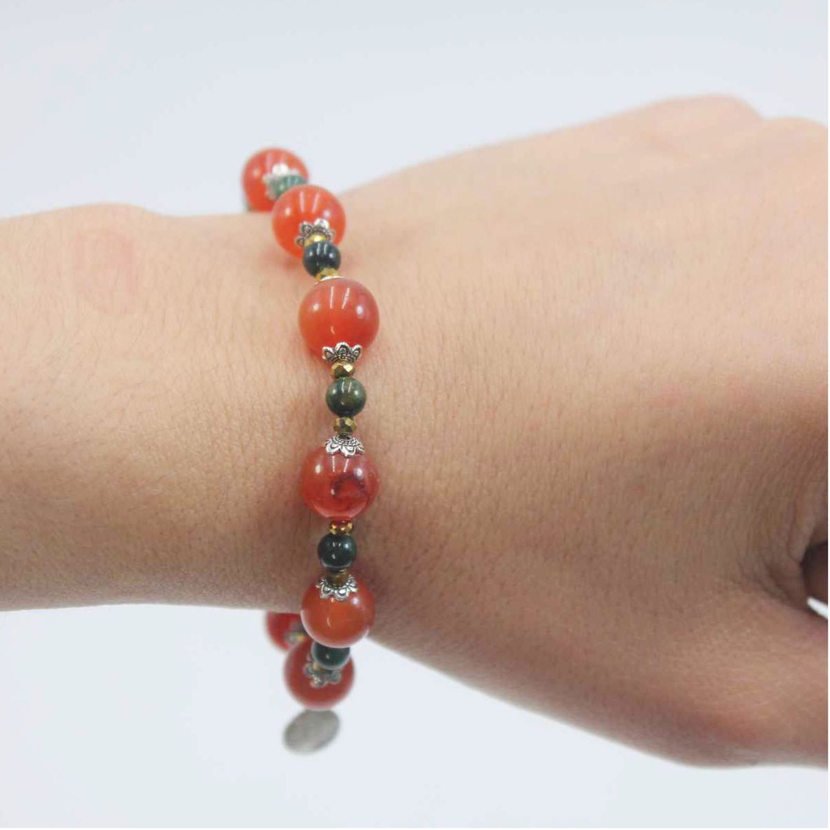 Pulseira Carneola/Jade/Cristal