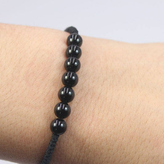 Bracelet 7 Onyx Beads 6mm