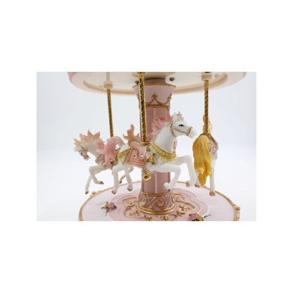 Caixa de Música Carrossel Rosa e Branco
