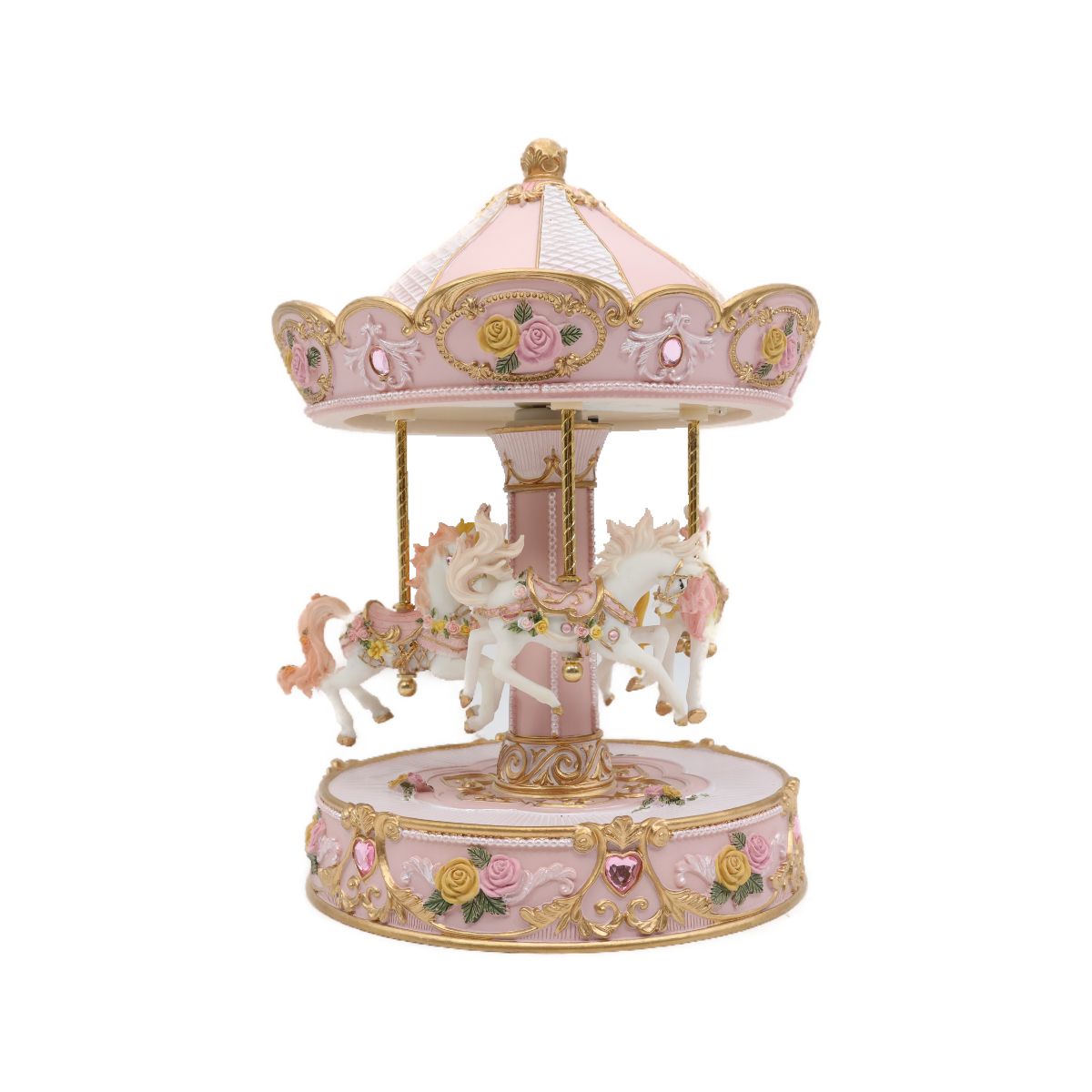 Caixa de Música Carrossel Rosa e Branco