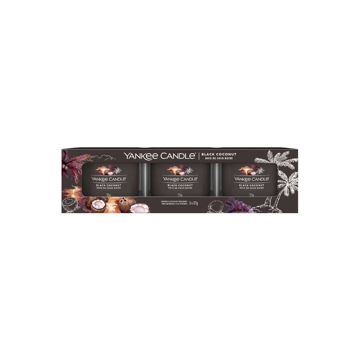 Coffret Vela Votive Copo Black Coconut Yankee Candle