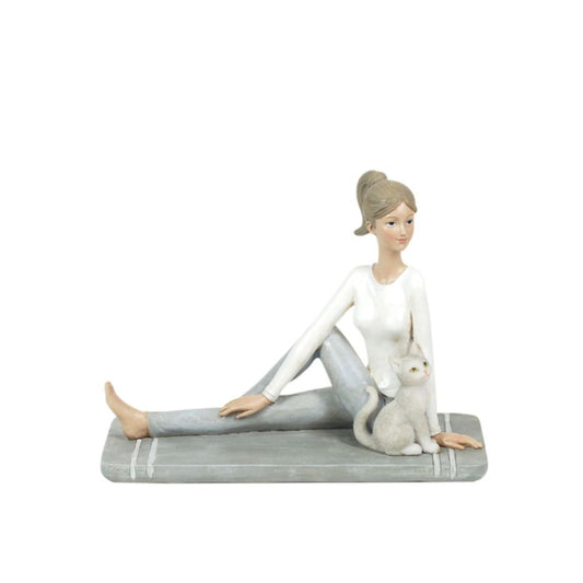 Figura Yoga Mulher com Gato