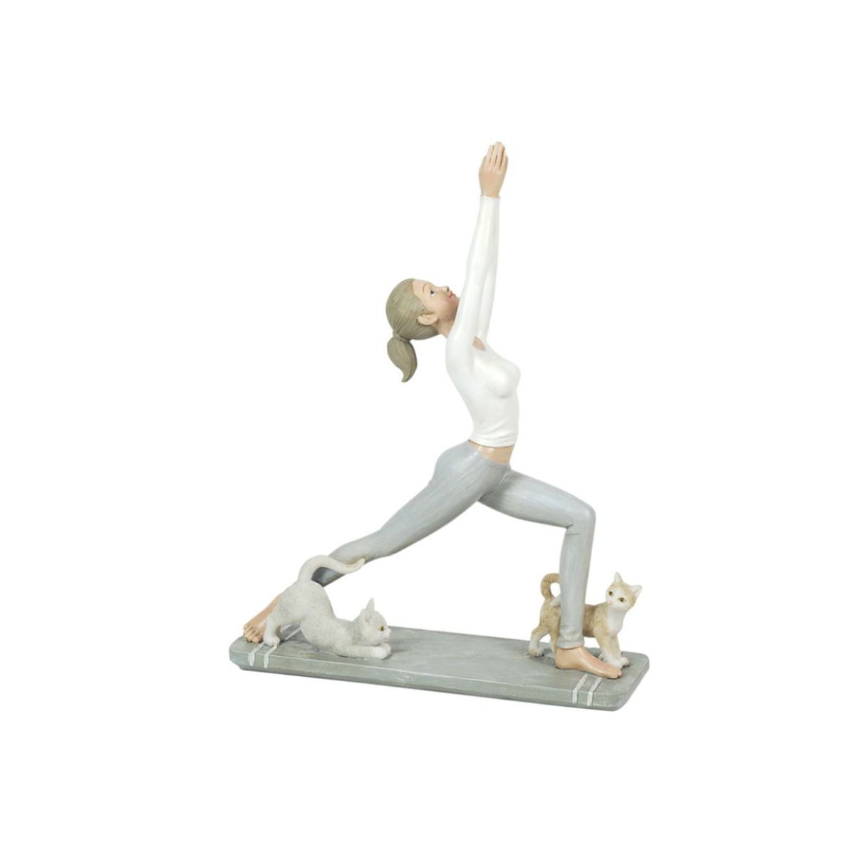 Figura Yoga Mulher e Gatos