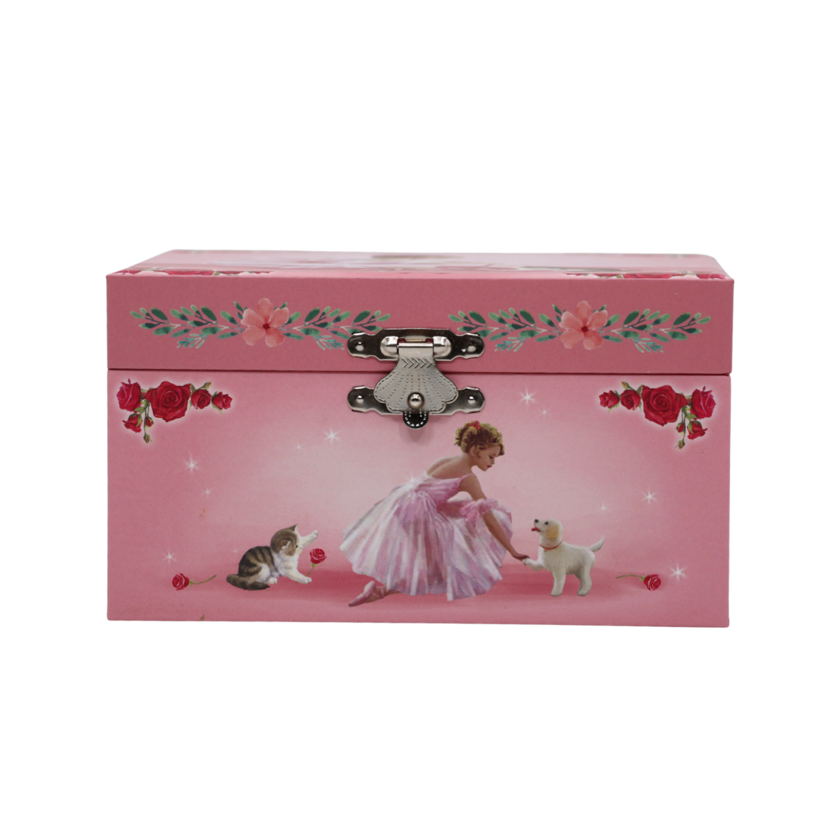 Caixa de Música Baú Bailarina com Cão e Gato Musicboxworld