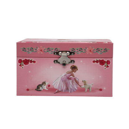 Caixa de Música Baú Bailarina com Cão e Gato Musicboxworld