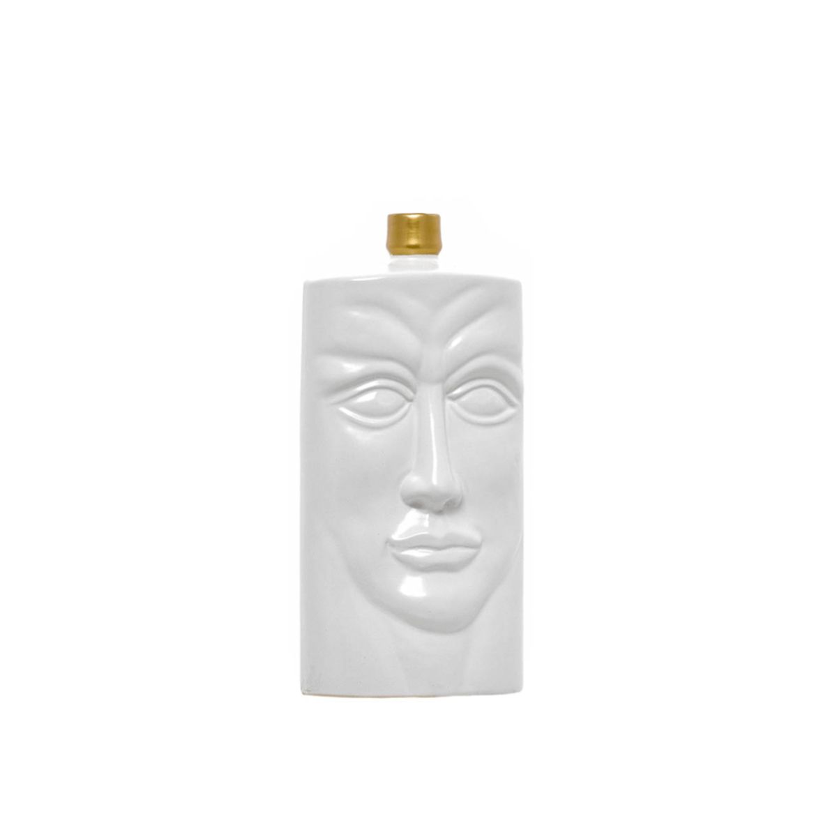 Jarra de Cerâmica Branco e Dourado Pequena