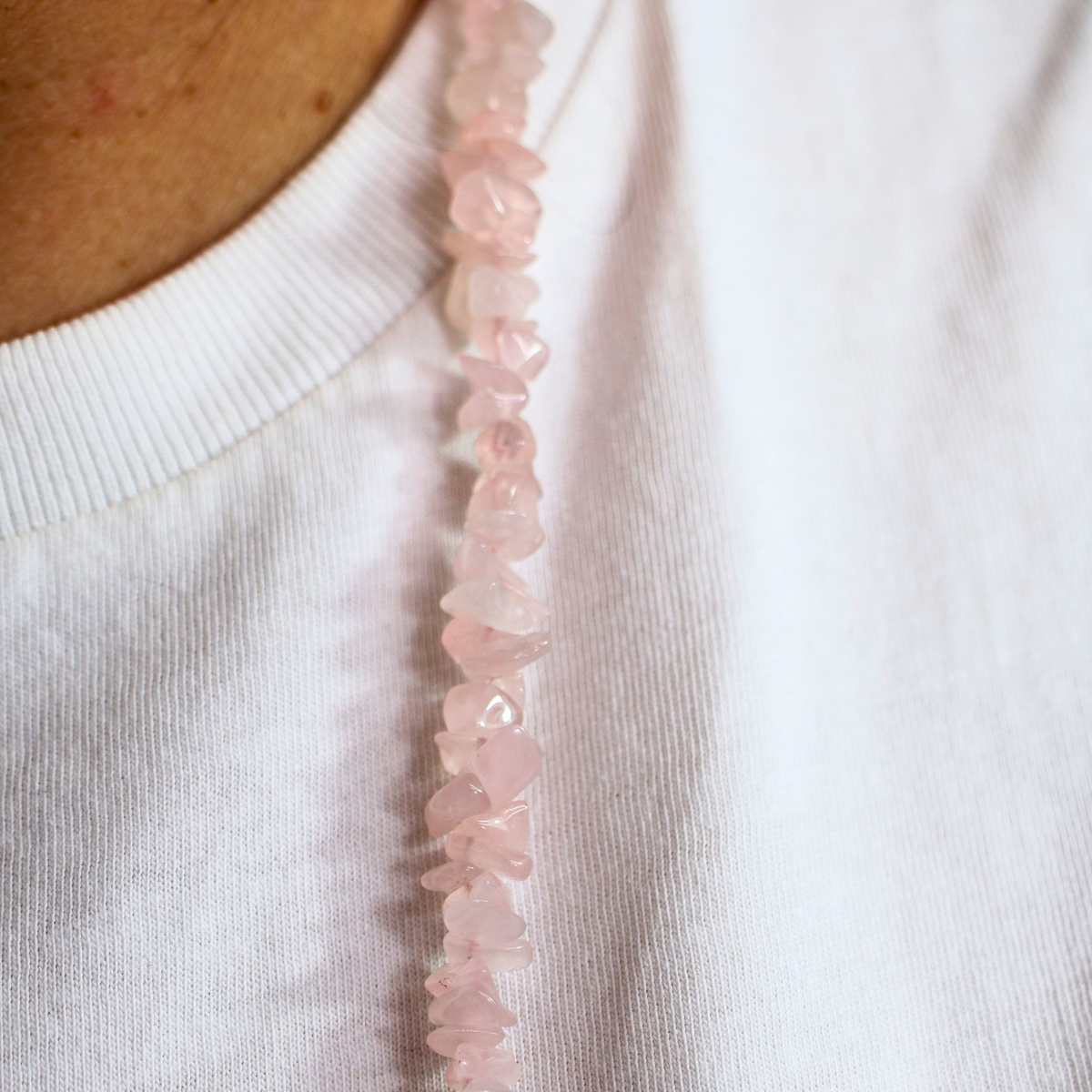 Colar Elástico Quartzo Rosa 70cm
