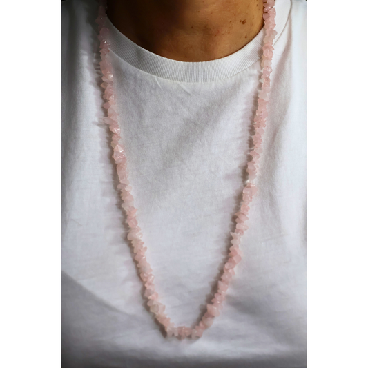 Colar Elástico Quartzo Rosa 70cm