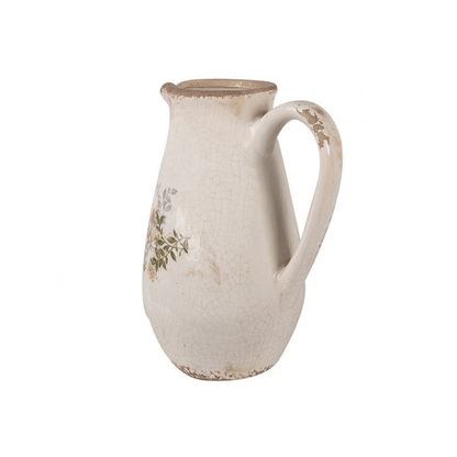 Jarra Cerâmica Bege com Flores Amarelas Clayre & Eef