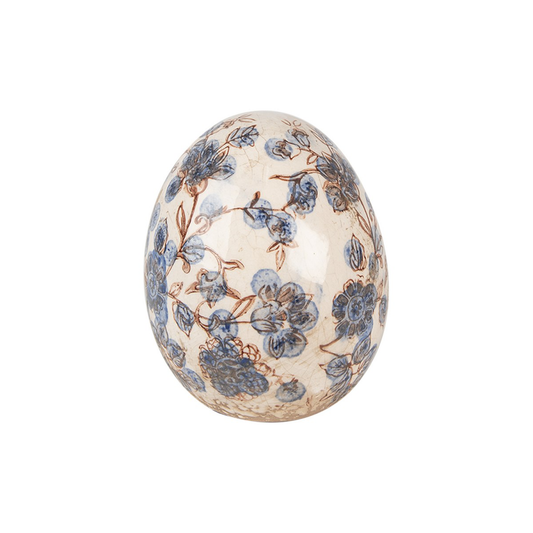 Ovo Decorativo com Flores Azuis