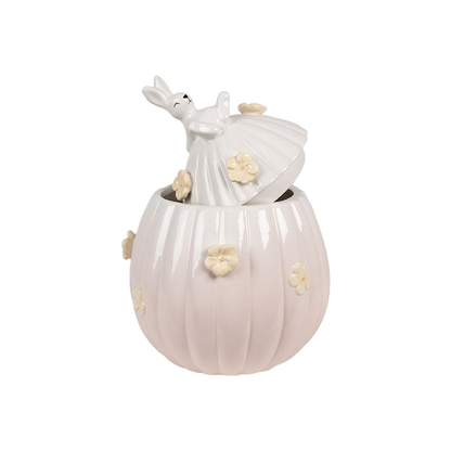 Pote Rosa com Coelho 23cm