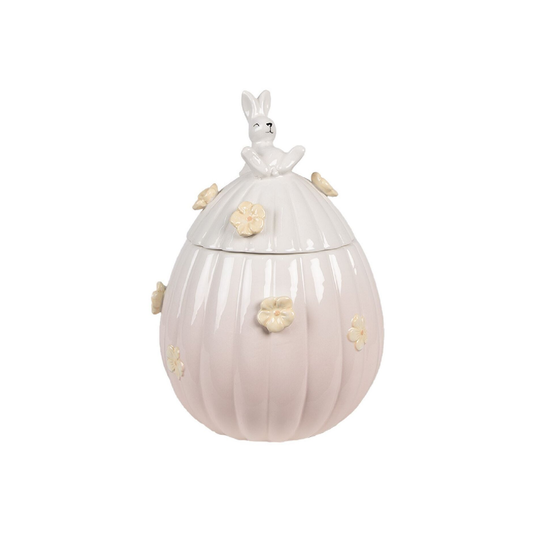 Pote Rosa com Coelho 23cm