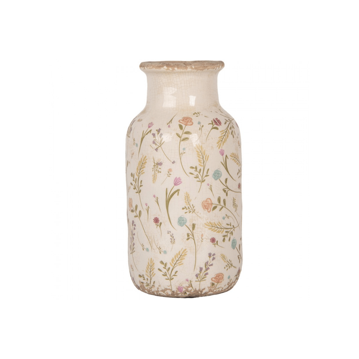 Jarra Cerâmica Bege com Flores Clayre & Eef