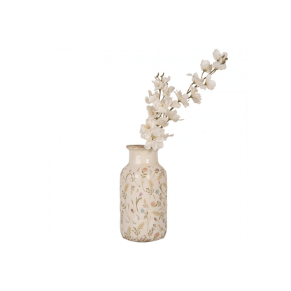 Jarra Cerâmica Bege com Flores Clayre & Eef